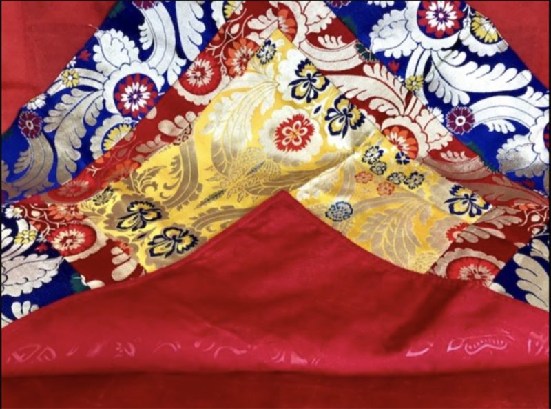 Altar Cloth with Yellow, Red and Blue Floral Brocade - Image 2