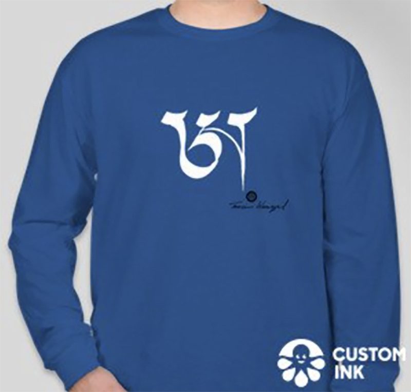 Tibetan “A” Calligraphy T-shirt (long sleeve), Blue