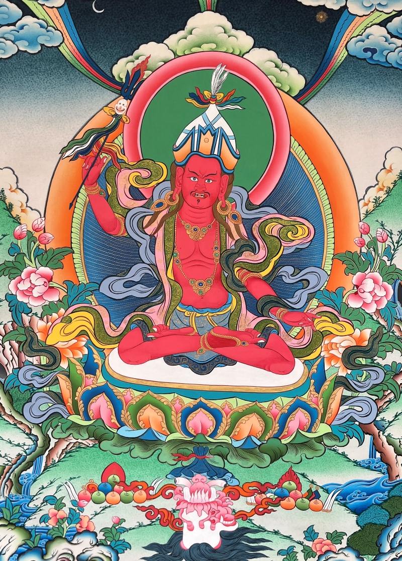 Lishu Taring Thangka w/ unique brocade